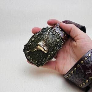 Vintage brown and gold studded american western cowboy